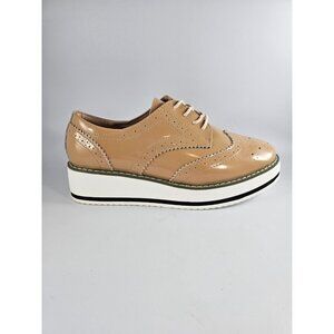 Dadawen Patent Leather Tan Wingtip Platform Oxford Shoes Size 9 / 40